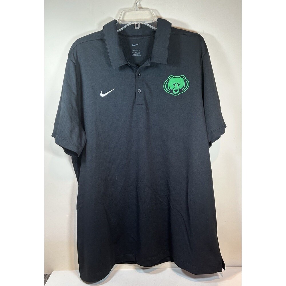 Nike Dri Fit Black Polo Shirt Mens size XXL Button Down Logo Bear Logo EUC